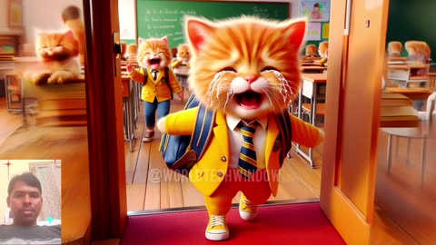 The first day of school a little cat