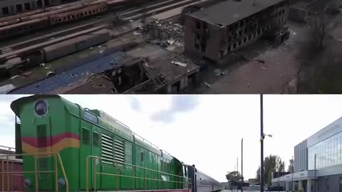 Mariupol train station before and after reconstruction