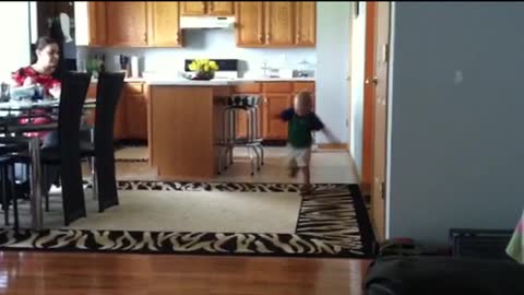 Ninja Cat Dropkicks Sprinting Toddler