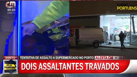 Assaltante ferido após troca de tiros em assalto a hipermercado Continente no Porto