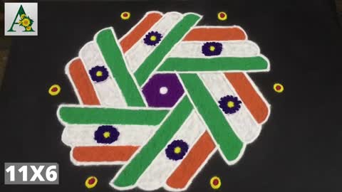 Simple and easy to make Rangoli for Independence day