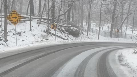Car Slides Into Snowy Ditch