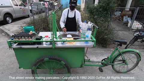 Thai street vendor making pancakes - Music Ben Michael Makhamba - Street vendor (reggae version)