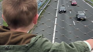Kid Gets Excited When Dad's Truck Drives By