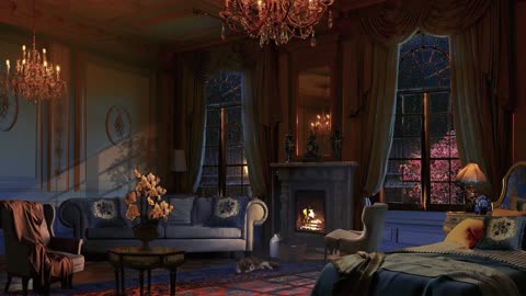 Romantic Summer Rain Night Victorian Bedroom Ambience 8HR (no music version)