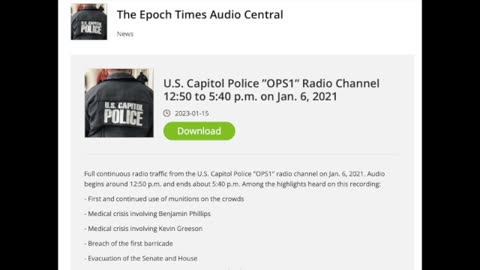 U.S. Capitol Police ”OPS1” Radio Channel 12:50 to 5:40 p.m. on Jan. 6, 2021