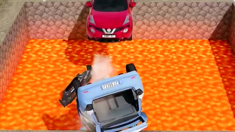 Car Vs Minecraft lava pit 😅 BeamNG Drive