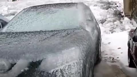 Cars after an icy snow.