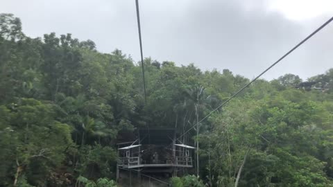 View the scenery while riding a zip line