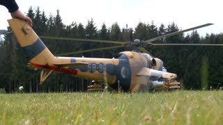 STUNNING GIANT RC MIL MI-24 SUPERHIND SCALE MODEL TURBINE RUSSIAN HELICOPTER FLIGHT DEMO PART 1