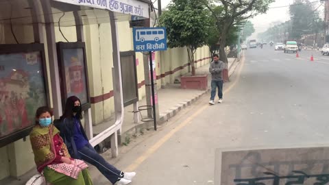 Traveling in local bus in Kathmandu Nepal
