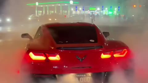 Corvette drifting into donuts