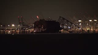 Cargo ship collides with the Francis Scott Key bridge in Baltimore Maryland total collapse