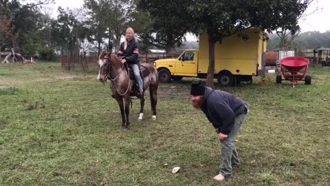 Farmer Tramples Horse in Foot Race