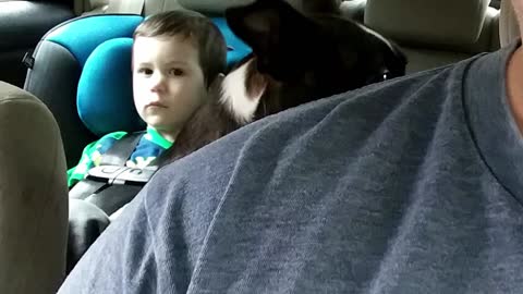Dad caught recording toddler rocking out to music.