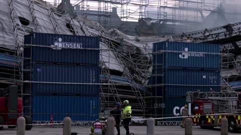 Walls collapse at Copenhagen's blaze-hit old stock exchange