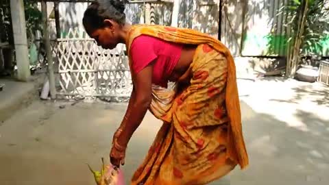 River FOLI FISH cooking recipe with fresh MULO & BEGUN by santali TRIBE couple-2