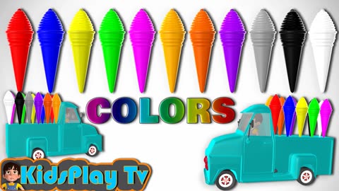 Learn Colors with Ice Cream Cones - 3D Car - Cartoons For Children Toddlers And Kids - Kids Play Tv