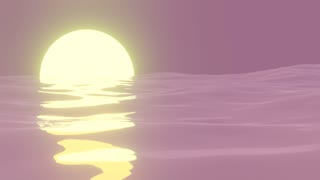 Aesthetic Sunset in the Ocean 3D Render