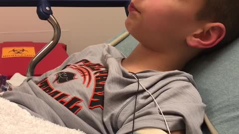 Boy Asks about Superbowl Post Surgery