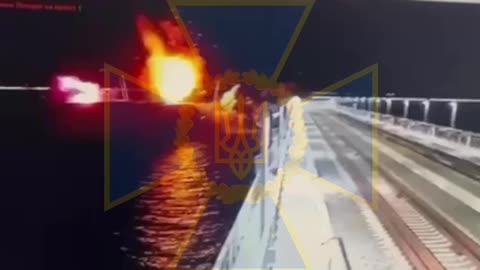 Ukranian sea baby drone strikes the Crimean Kerch bridge