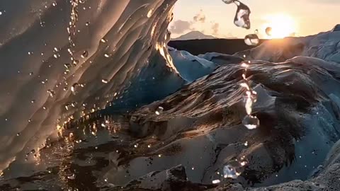 Glacier water at sunset