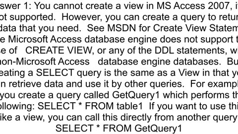 Create View in MS Access 2007