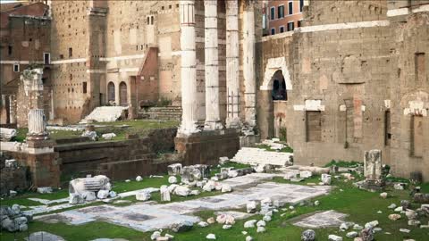 roman forum by ancient government buildings at the center of the city of rome italy