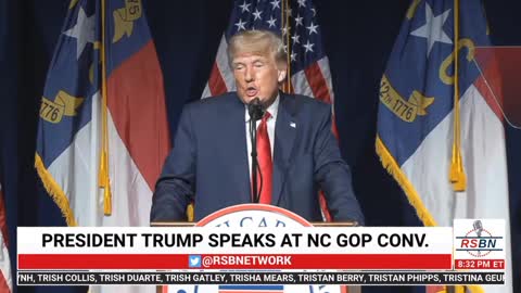 Donald Trump speaks at the N. Carolina Republican Convention