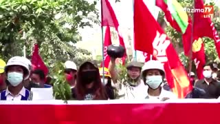 Children join anti-coup protests in Myanmar