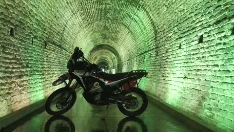 Taking Photos of me CRF250L Rally in a Train Tunnel