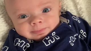 Grumpy Baby Gives First BIG Smile