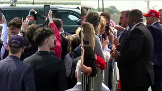 Trump Supporters Cheer and Chant As Trump Signs Autographs Outside Trump Force One