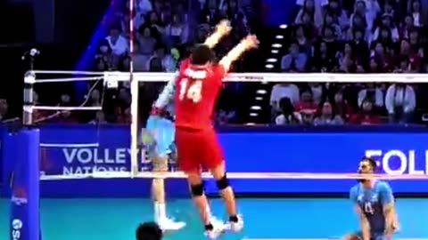 The crowd goes wild after a monster block