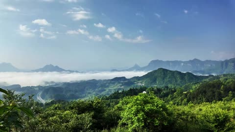 China- Rural Scene in Chongqing views artificial Clouds In China 2024