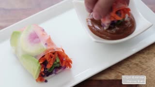 Vegan rainbow spring rolls no oven so delicious 😋 and simple