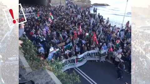 Multitudinaria manifestación en Donostia exigiendo parar la masacre en Gaza
