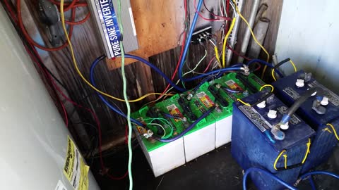 4 Golf Cart Batteries Powering Off Grid Ranch House
