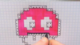 how to Draw Mushroom Ghost 2 - Hello Pixel Art by Garbi KW #shorts