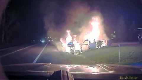 Dashcam shows Fraser officer pulling woman from burning pickup truck