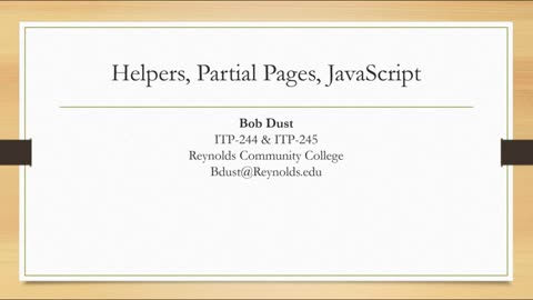 MVC Integrating Helpers, Partial Pages, JavaScript