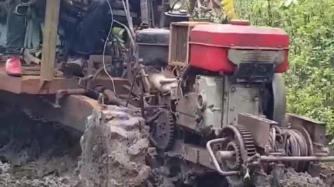 The power of a diesel four-wheel drive tractor