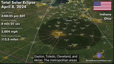 APRIL 08, 2024 SOLAR ECLIPSE SCHEDULE with PLANETS & COMET LOCATION