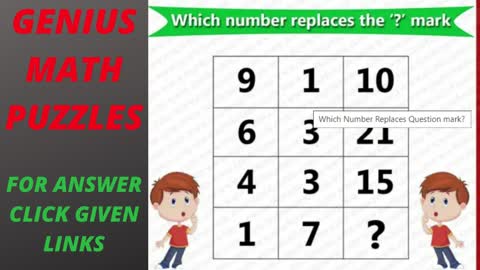 GENIUS MATH PUZZLES | Math Puzzle Game | Brain Math | #Maths_puzzles, #shorts, #general_knowledge