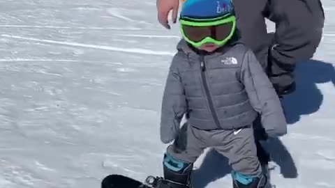 10-Month-Old Snowboarding in Colorado