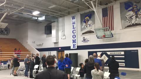 Crowd Sings National Anthem in Horton KS