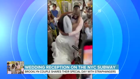 Wedding reception on the subway