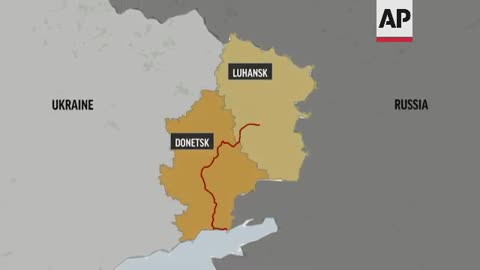 Map shows rebel-held areas of Luhansk and Donetsk