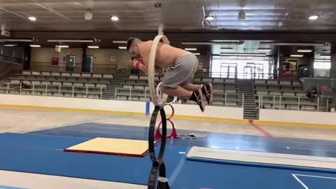 Cirque Du Soleil artist performs incredible hoop diving stunt