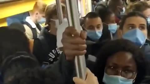 Paris Metro jam packed with people during Covid-19